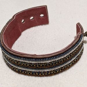 Handmade beaded leather bracelet